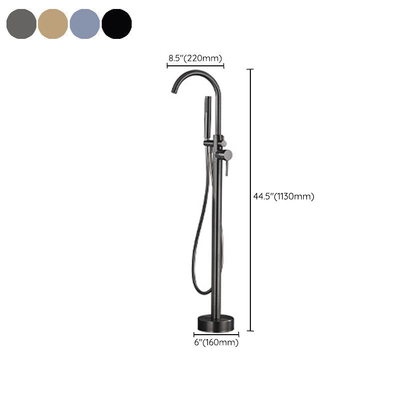 Floor Mounted Metal Freestanding Tub Filler Hand Shower Freestanding Faucet