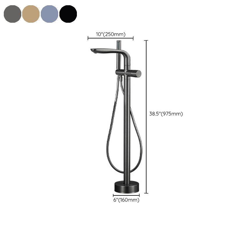 Floor Mounted Metal Freestanding Tub Filler Hand Shower Freestanding Faucet