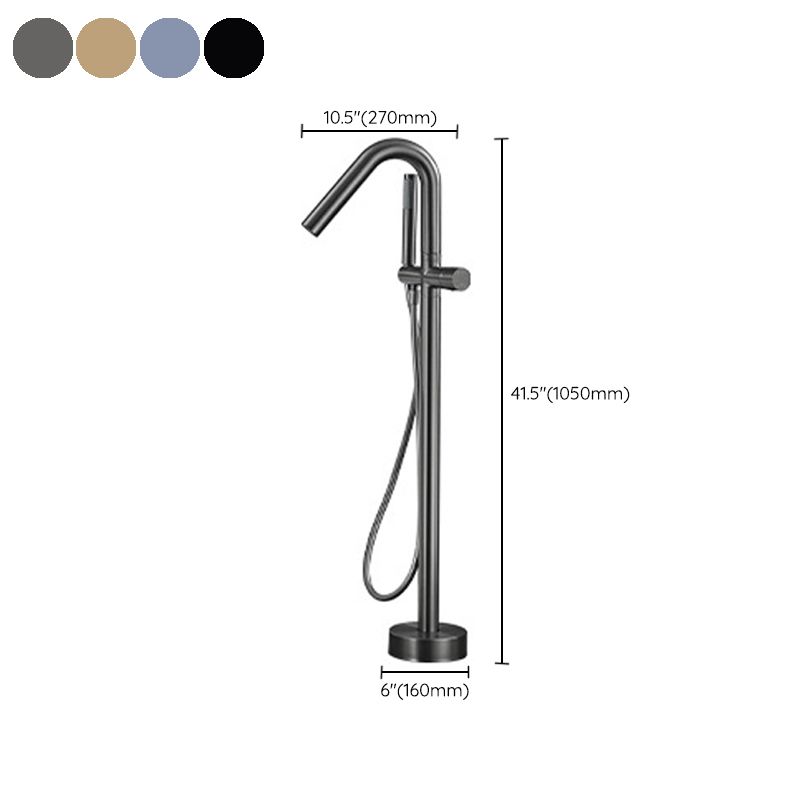Floor Mounted Metal Freestanding Tub Filler Hand Shower Freestanding Faucet