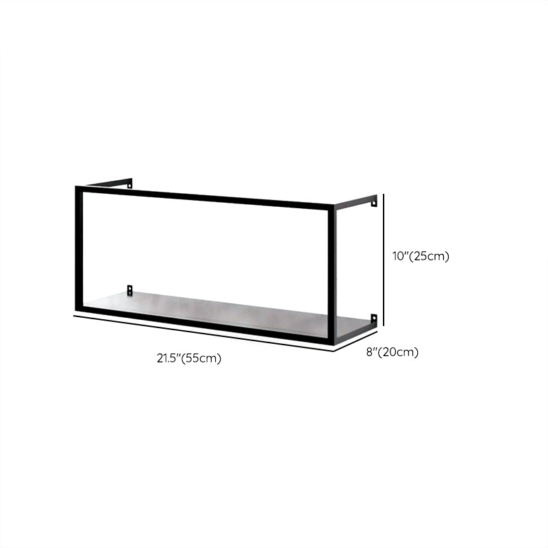 Closed Back Wall Mounted Book Shelf Metal Shelves Included Bookcase in Black