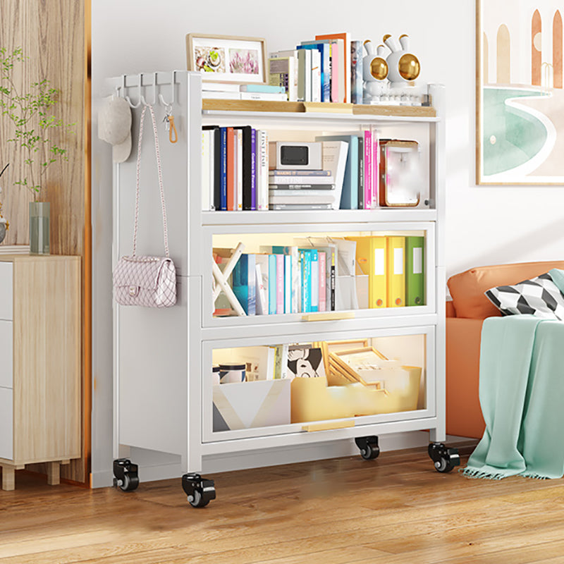 Standard Metal Bookshelf Glam Closed Back Bookcase with Cabinets