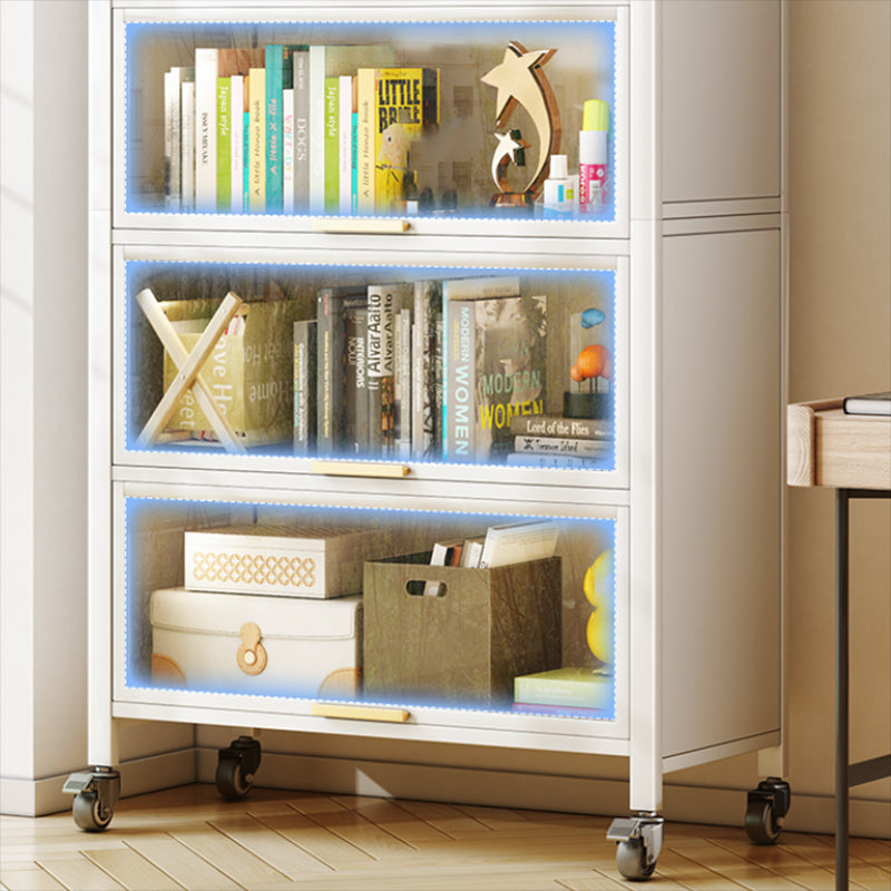 Standard Metal Bookshelf Glam Closed Back Bookcase with Cabinets