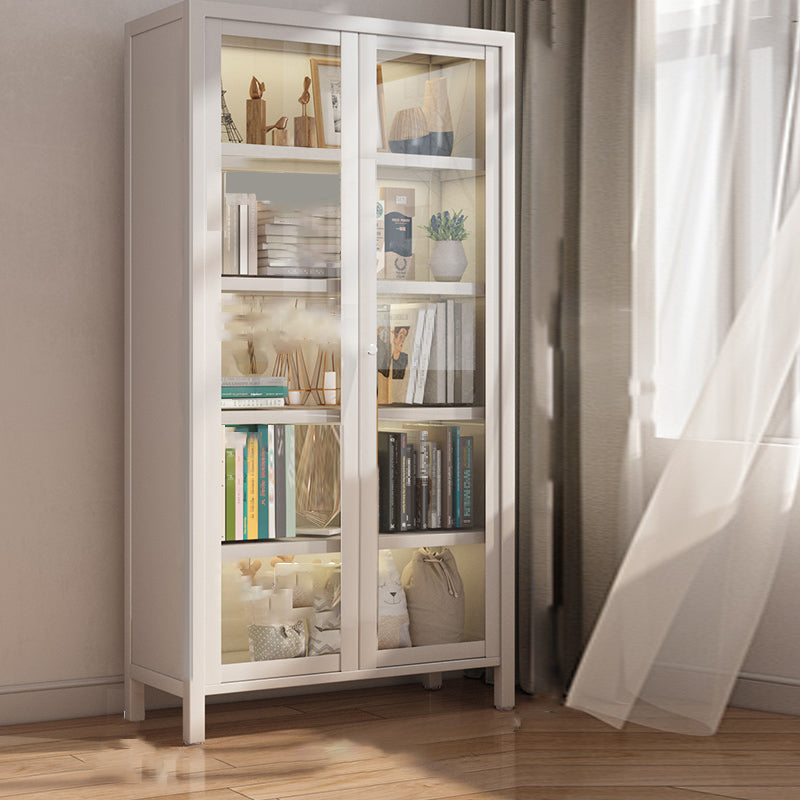 Standard Metal Bookshelf Glam Closed Back Bookcase with Cabinets