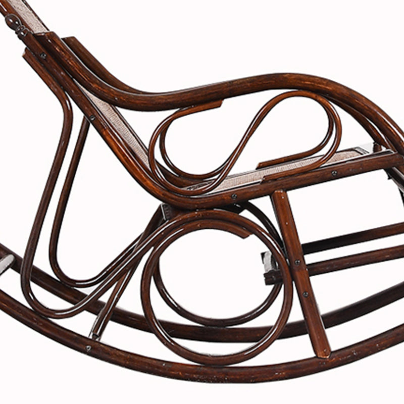 Vintage Style Wood Leisure Lazy Sofa Chair Adjustable Lounge Rocking Chair for Balcony