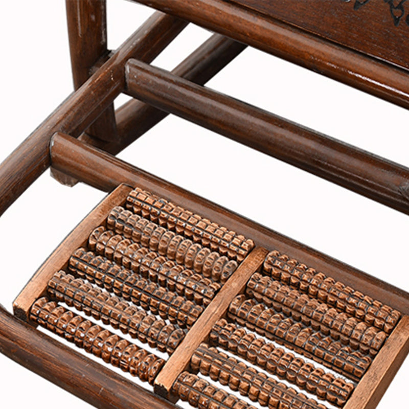 Vintage Style Wood Leisure Lazy Sofa Chair Adjustable Lounge Rocking Chair for Balcony