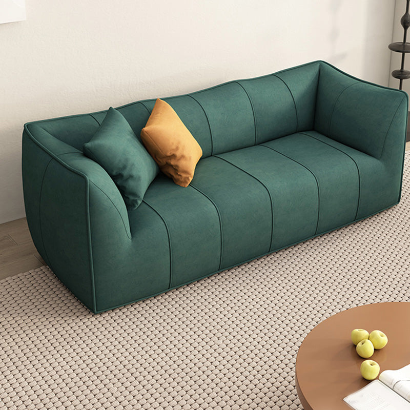 Fabric Sofa Contemporary Tuxedo Arm Apartment Seating in Dark Green