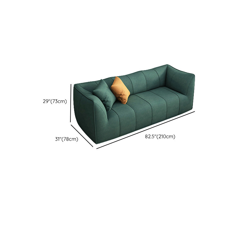 Fabric Sofa Contemporary Tuxedo Arm Apartment Seating in Dark Green