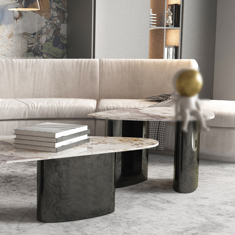 2 Legs Coffee Cocktail Table Contemporary Slate Top Coffee Table