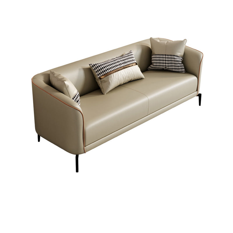 Modern Style Fabric Settee with Four Legs Apartment Sofa with Bolster Pillows