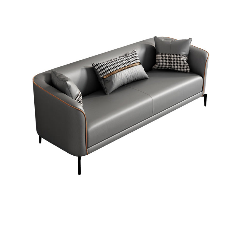 Modern Style Fabric Settee with Four Legs Apartment Sofa with Bolster Pillows