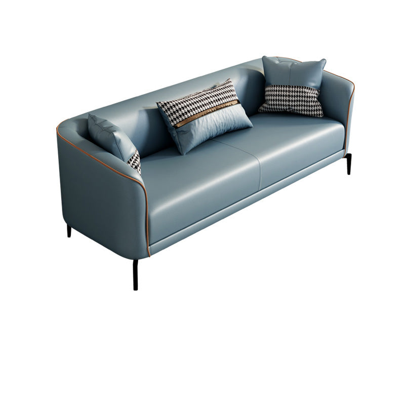Modern Style Fabric Settee with Four Legs Apartment Sofa with Bolster Pillows