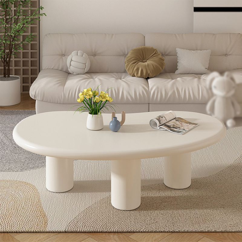 Modern Irregular Coffee Table 3 Legs Cocktail Table Set in White