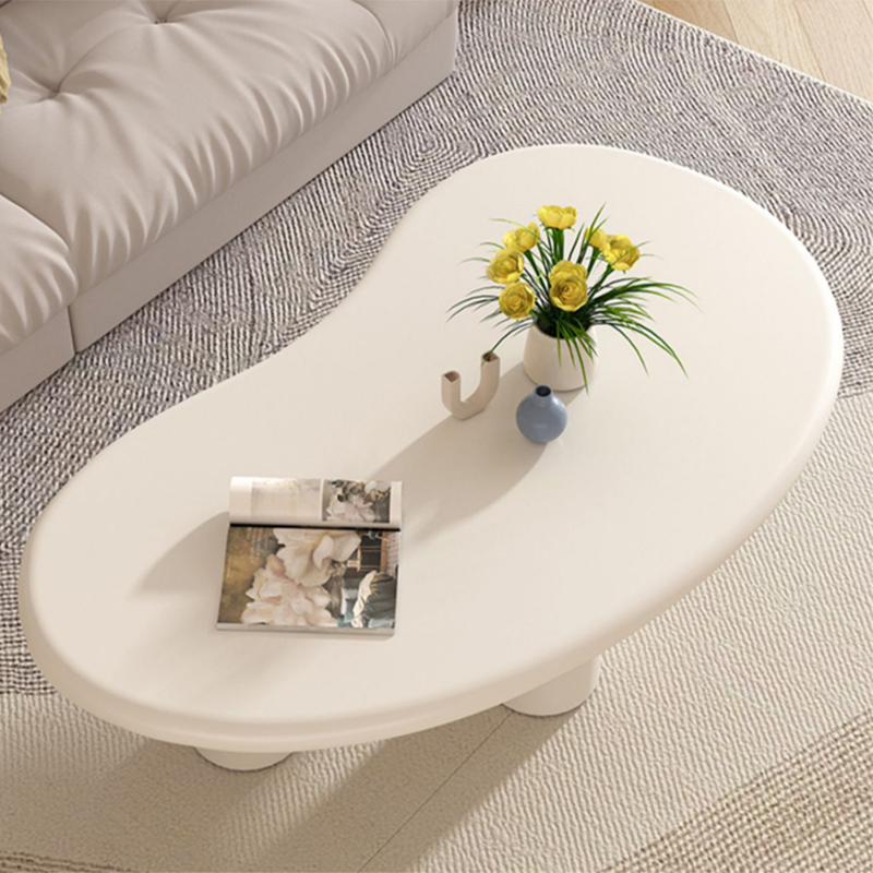 Modern Irregular Coffee Table 3 Legs Cocktail Table Set in White