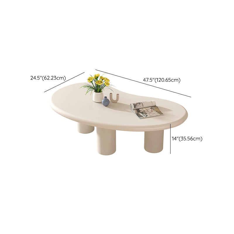 Modern Irregular Coffee Table 3 Legs Cocktail Table Set in White