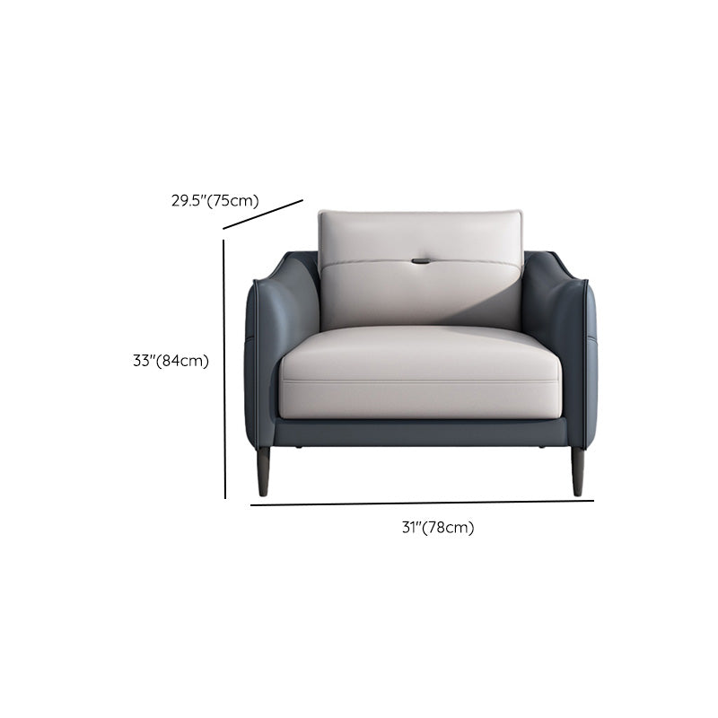 Gray Leather Sofa with Four Legs Loose Back Nordic Style Seating