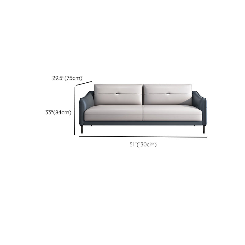 Gray Leather Sofa with Four Legs Loose Back Nordic Style Seating