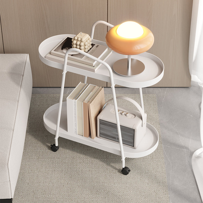 25.19" Tall 4 Legs Side Table with Metal Shelves Oval End Table Stand
