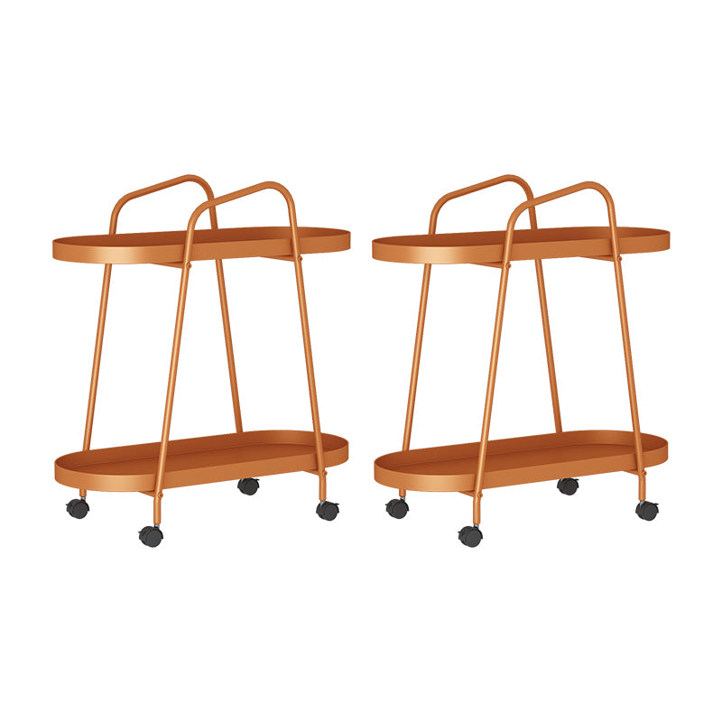 25.19" Tall 4 Legs Side Table with Metal Shelves Oval End Table Stand