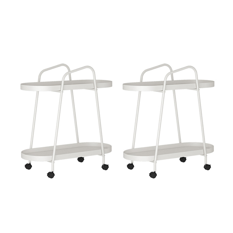 25.19" Tall 4 Legs Side Table with Metal Shelves Oval End Table Stand