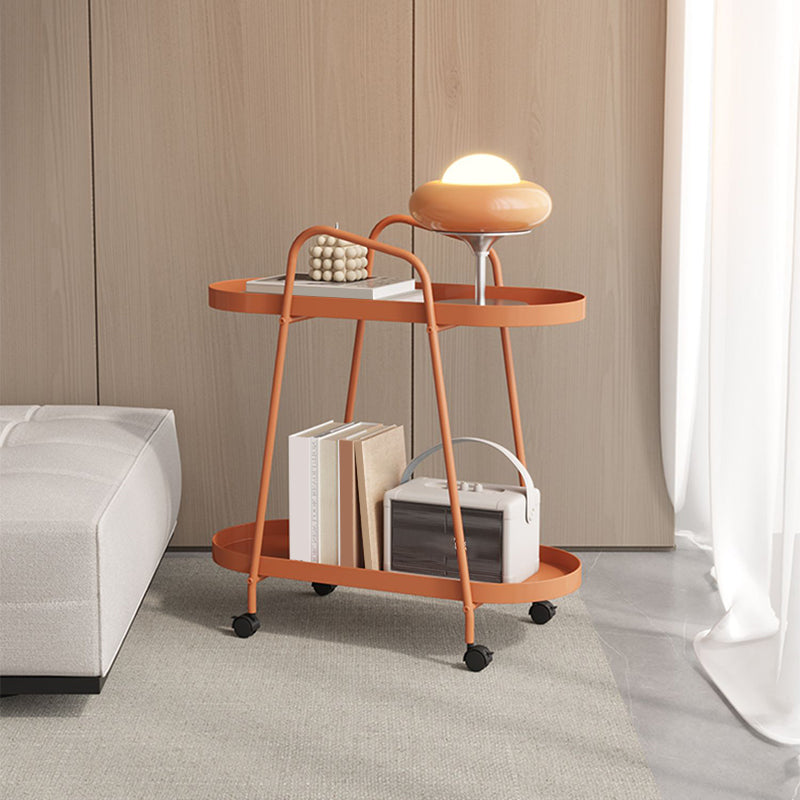 25.19" Tall 4 Legs Side Table with Metal Shelves Oval End Table Stand