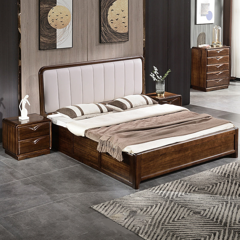 Mid-Century Modern Standard Bed Storage Bed Frame with Headboard