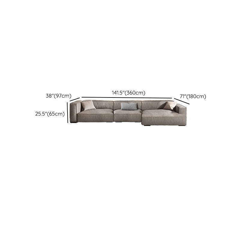 Genuine Leather Sofa Tuxedo Arm Contemporary Living Room Seating