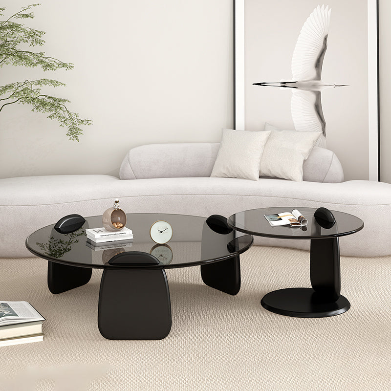 Glass Top Coffee Table Contemporary 3 Legs Coffee Cocktail Table
