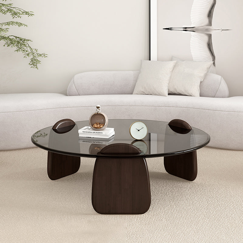 Glass Top Coffee Table Contemporary 3 Legs Coffee Cocktail Table