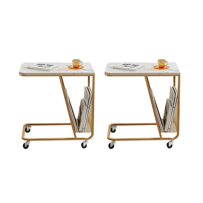Contemporary C-shape Side Table Black/Gold Metal Side End Snack Table