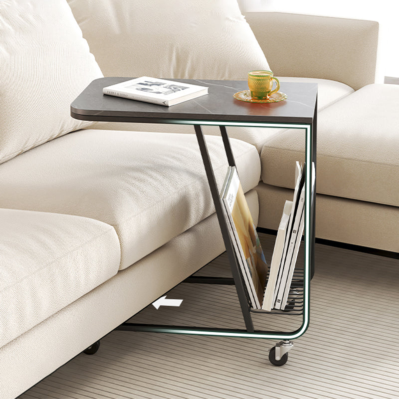 Contemporary C-shape Side Table Black/Gold Metal Side End Snack Table