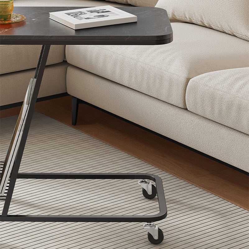 Contemporary C-shape Side Table Black/Gold Metal Side End Snack Table