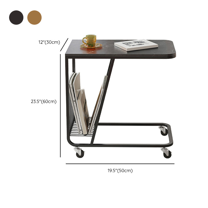 Contemporary C-shape Side Table Black/Gold Metal Side End Snack Table