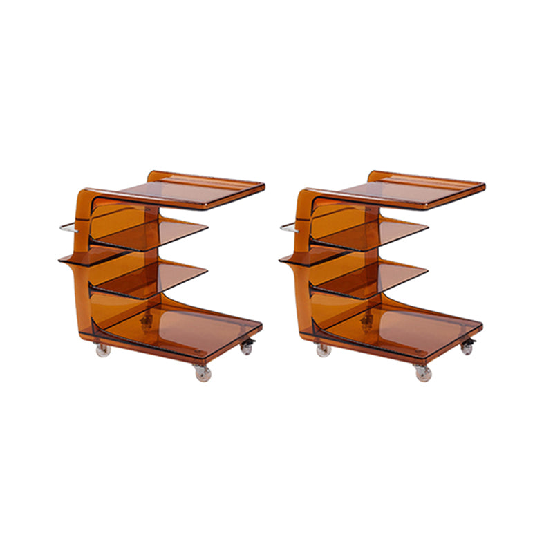 Modern Acrylic Sofa Side Accent Table 21.65" High End Table with Storage