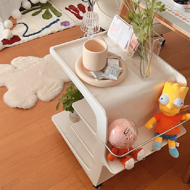 Modern Acrylic Sofa Side Accent Table 21.65" High End Table with Storage