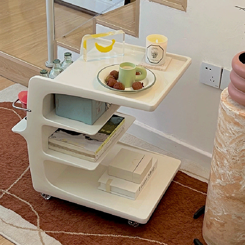 Modern Acrylic Sofa Side Accent Table 21.65" High End Table with Storage