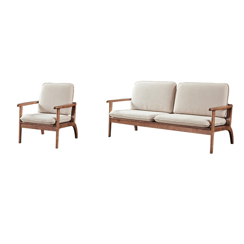 Fabric Sofa in Wooden with Wood Arm Contemporary Living Room Seating
