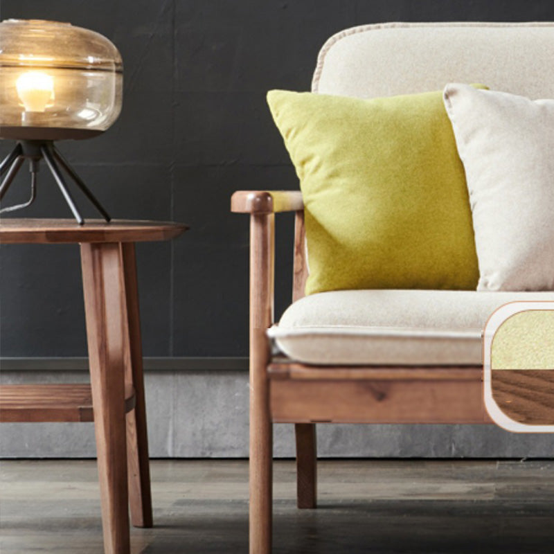 Fabric Sofa in Wooden with Wood Arm Contemporary Living Room Seating