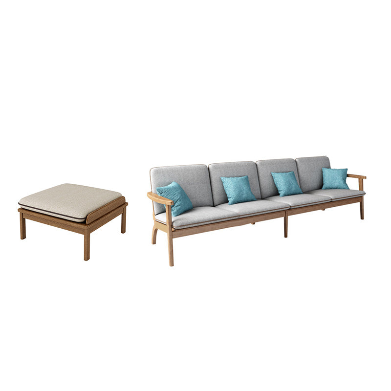 Fabric Sofa in Wooden with Wood Arm Contemporary Living Room Seating