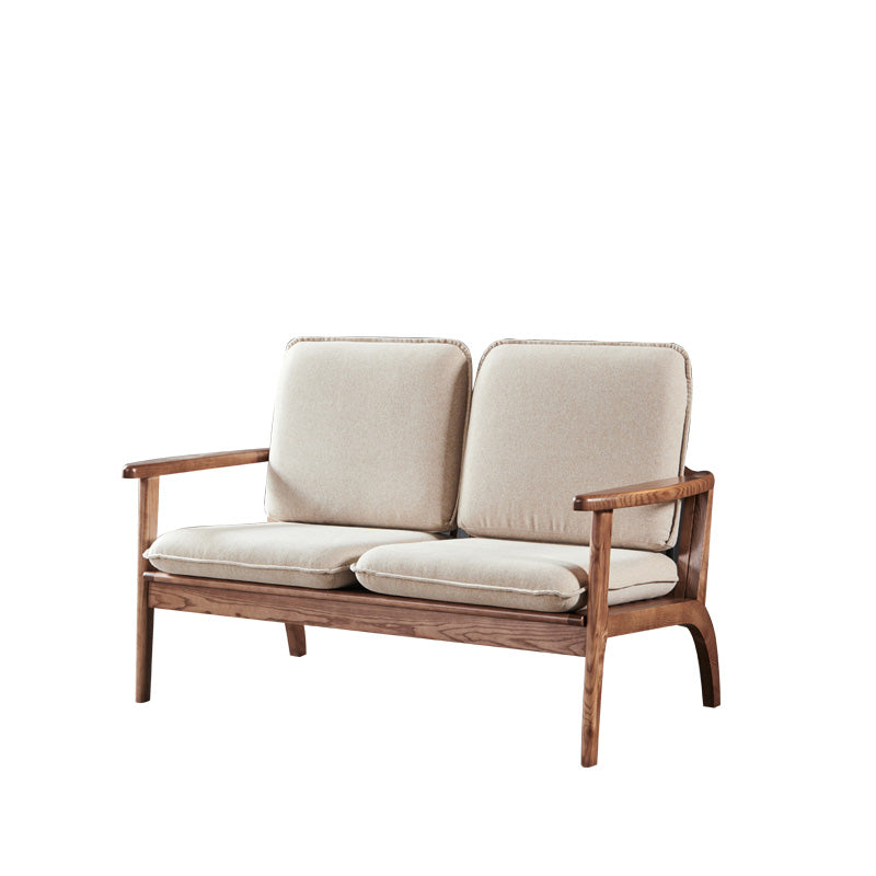 Fabric Sofa in Wooden with Wood Arm Contemporary Living Room Seating
