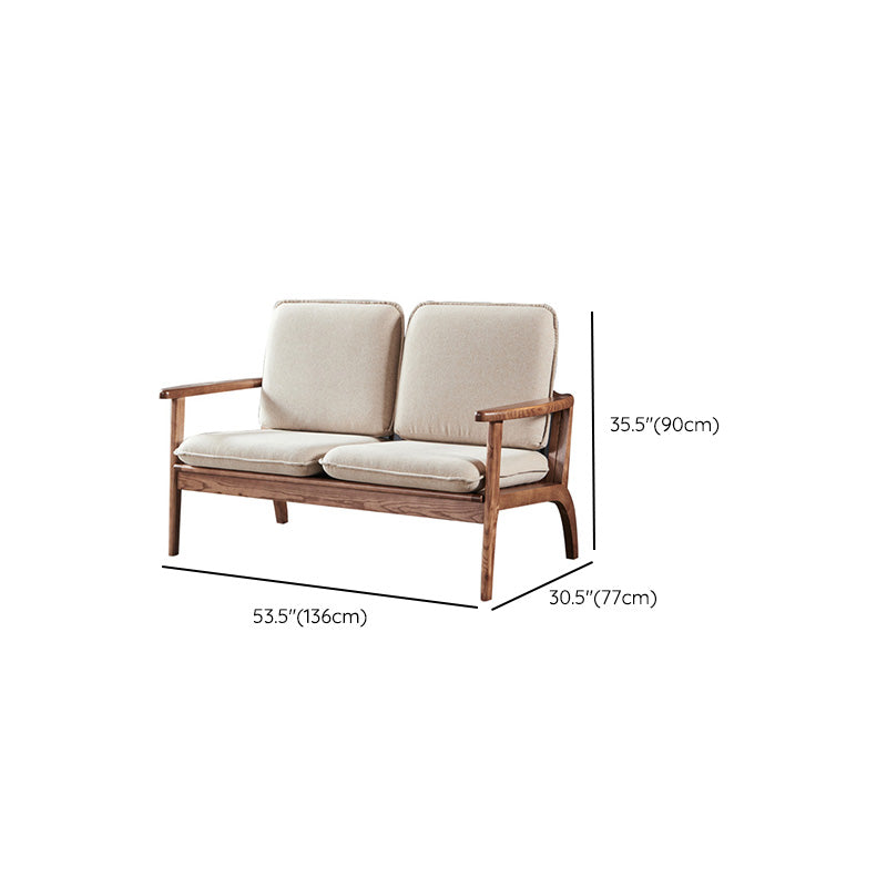Fabric Sofa in Wooden with Wood Arm Contemporary Living Room Seating