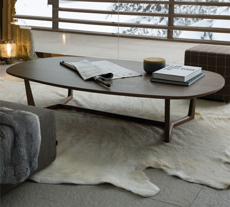 Contemporary Trestle Coffee Table Solid Wood Coffee Cocktail Table
