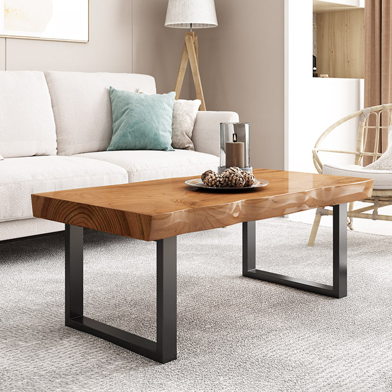 Contemporary Sled Coffee Table Rectangle Solid Wood Coffee Cocktail Table