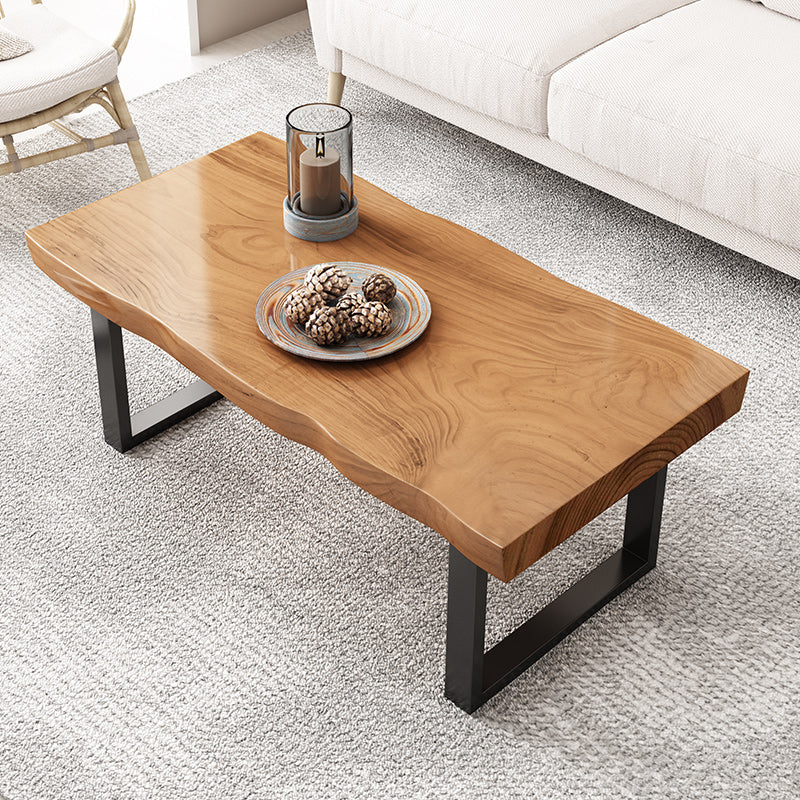Contemporary Sled Coffee Table Rectangle Solid Wood Coffee Cocktail Table