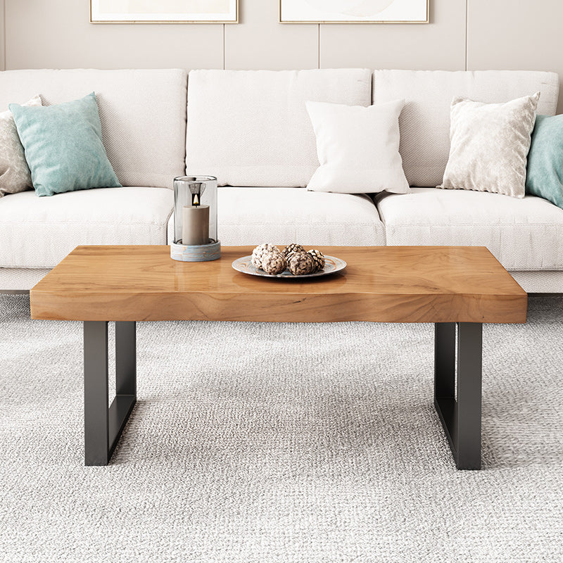 Contemporary Sled Coffee Table Rectangle Solid Wood Coffee Cocktail Table