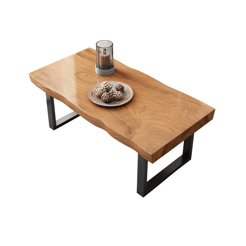 Contemporary Sled Coffee Table Rectangle Solid Wood Coffee Cocktail Table