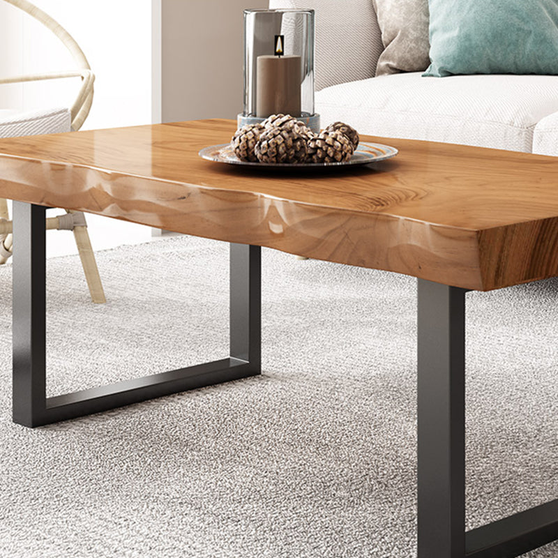 Contemporary Sled Coffee Table Rectangle Solid Wood Coffee Cocktail Table