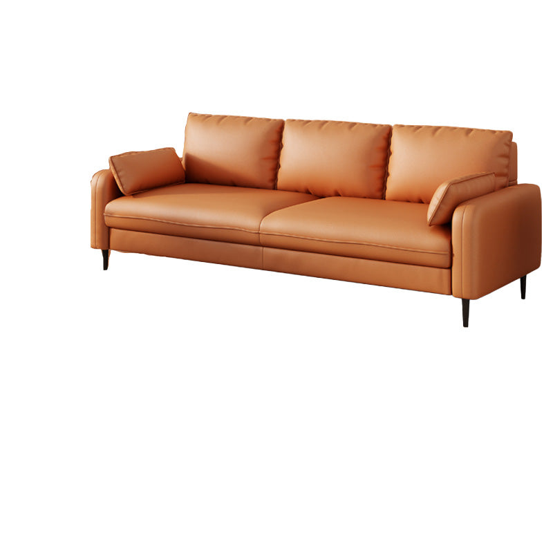 Fabric Settee with Four Legs Contemporary Sofa with Bolster Pillows