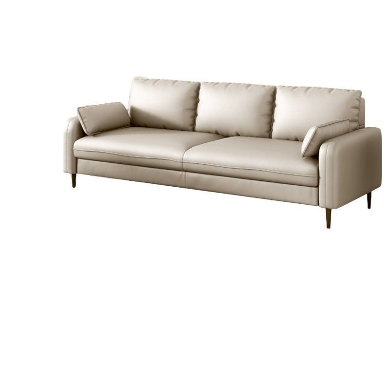 Fabric Settee with Four Legs Contemporary Sofa with Bolster Pillows