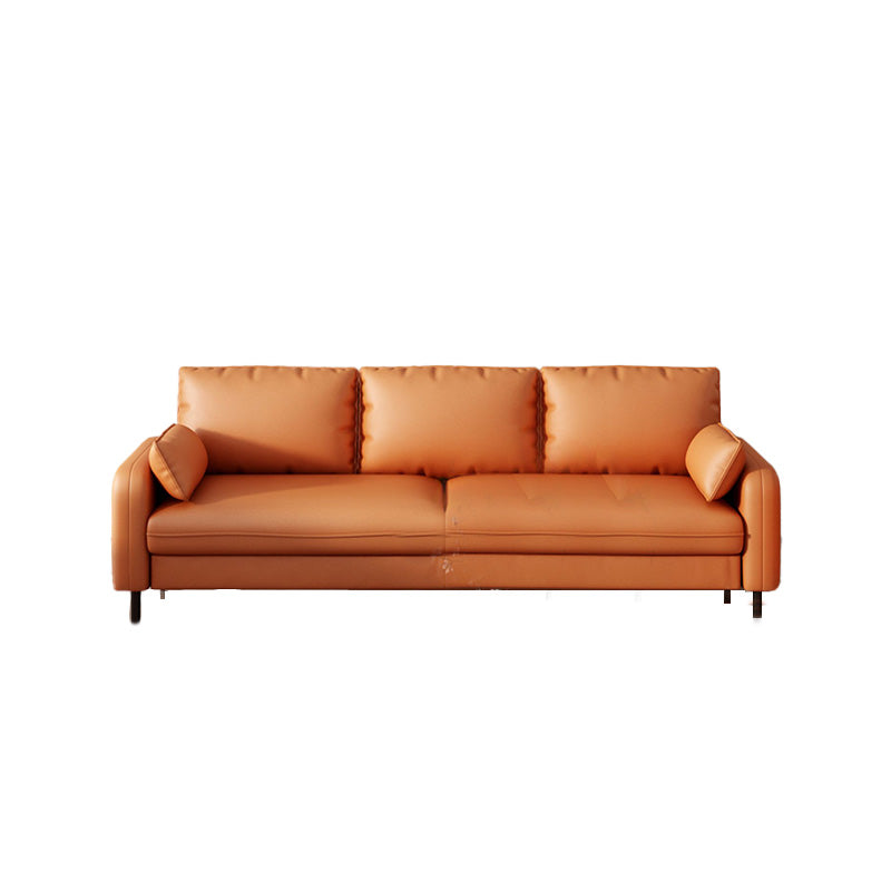 Fabric Settee with Four Legs Contemporary Sofa with Bolster Pillows