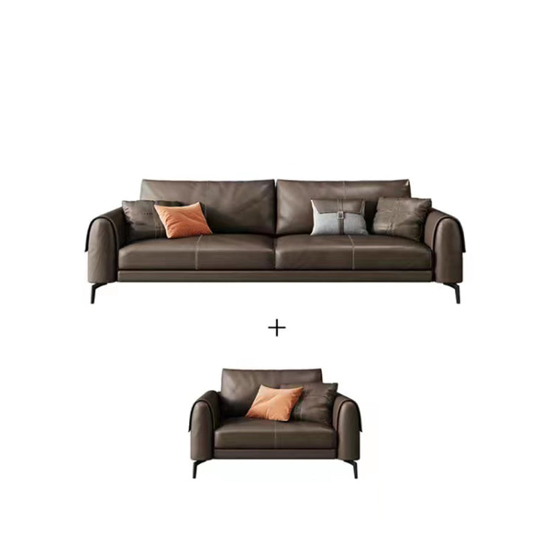 Bonus Room Leather Sofa in Dark Brown Modern Loose Back Seating